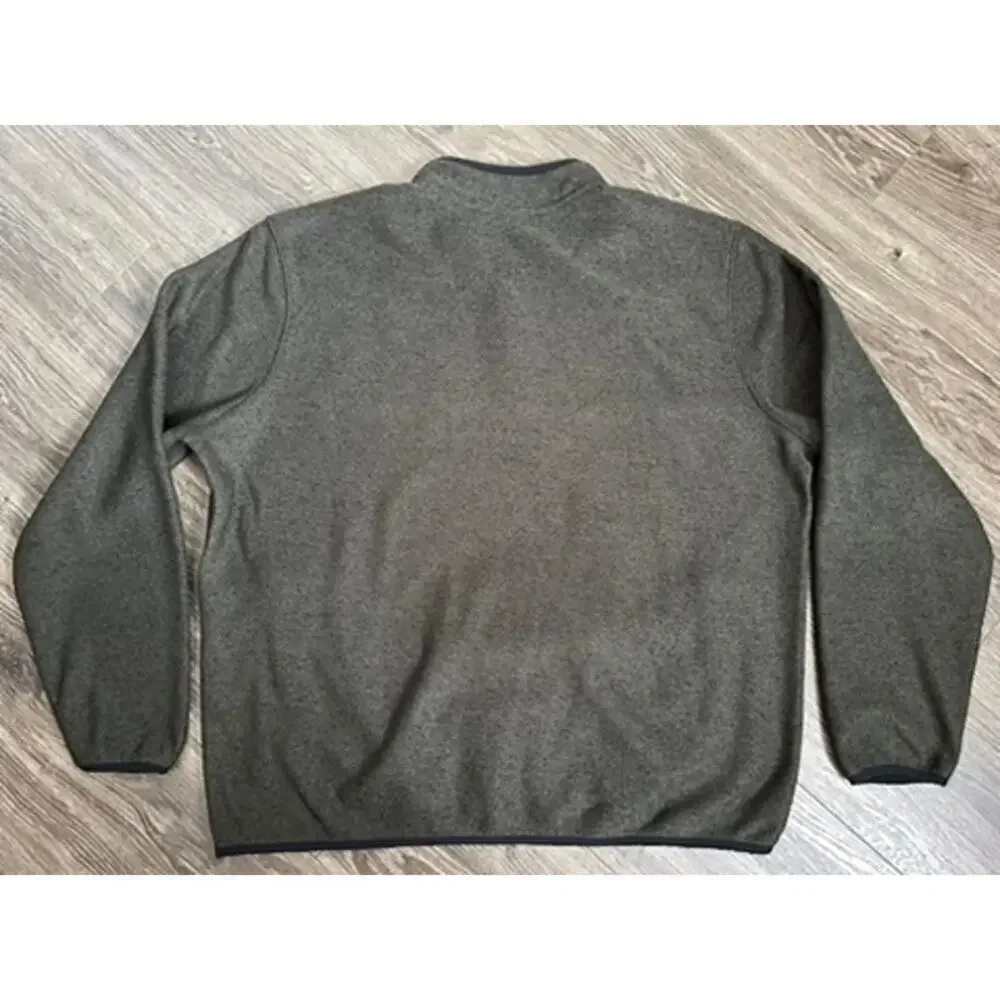 Eddie Bauer Sweater Mens XXL Gray Blue Fleece 1/4 Snap Pullover Lined Pockets